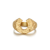 Solid Hand Carved Horseshoe Ring-18K Gold