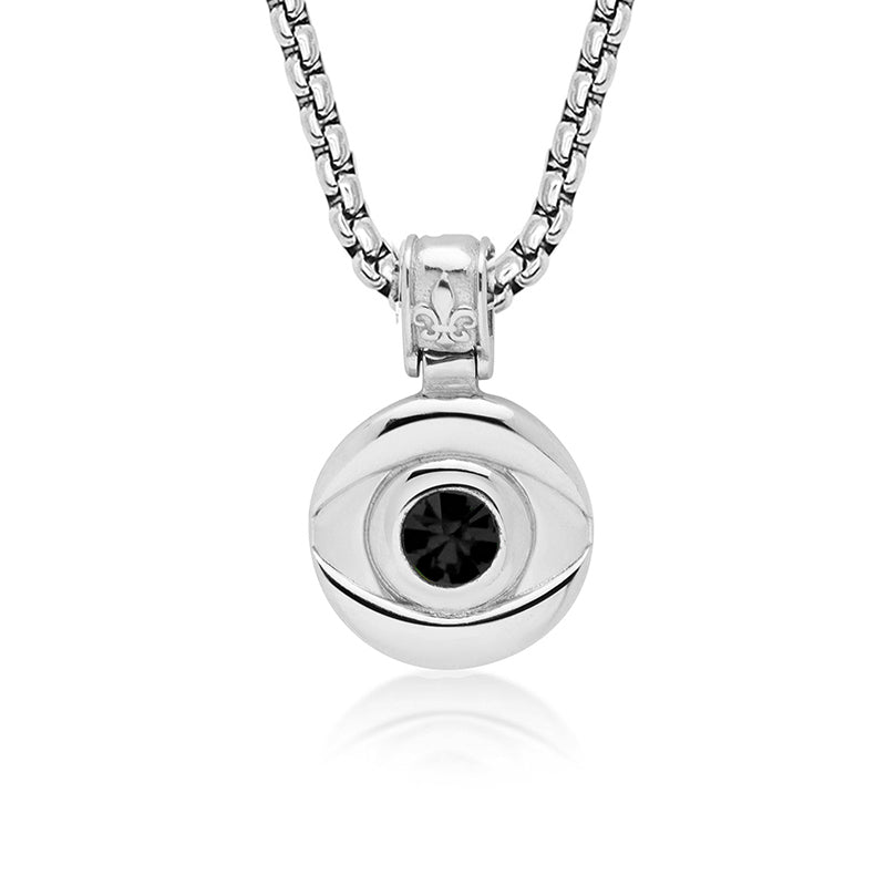 IDEAGEMER  Eye Of Devil Sterling Silver Necklace Black Zircon Pendants