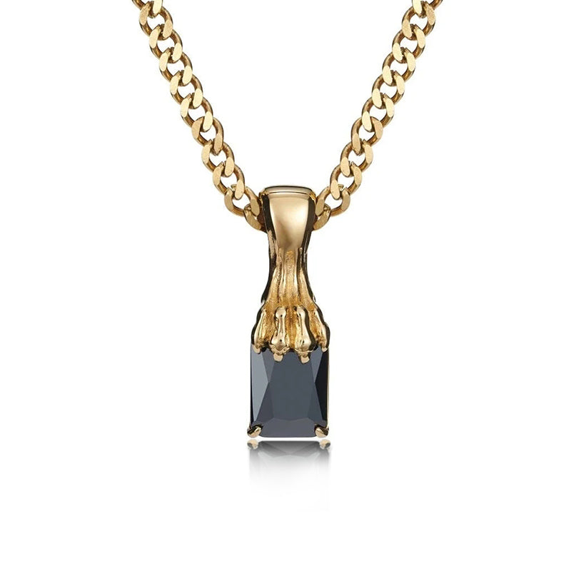Golden Claw Baguette Pendant Necklace