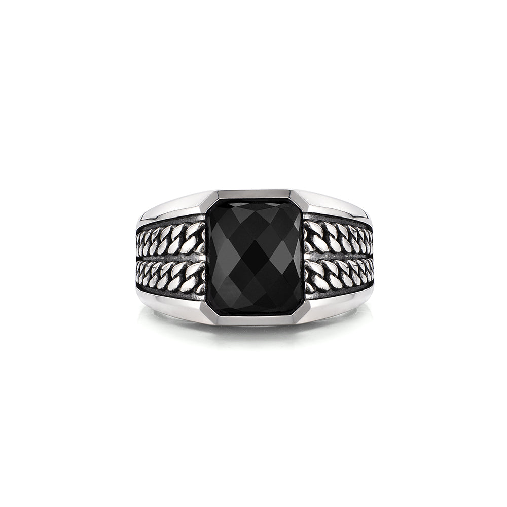 Vintage Cuban Radiant Black Onyx Signet Ring