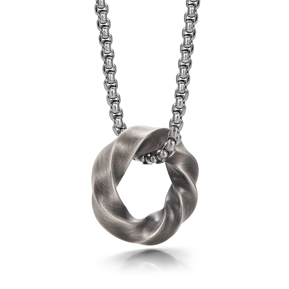 Vintage Mobius Hoop Pendant Necklace