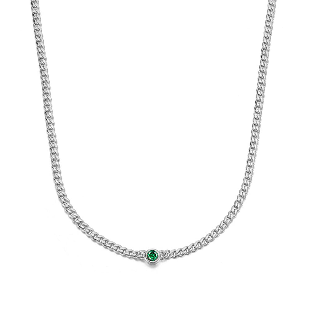 3mm Solo Gem Curb Cuban Link Chain Necklace