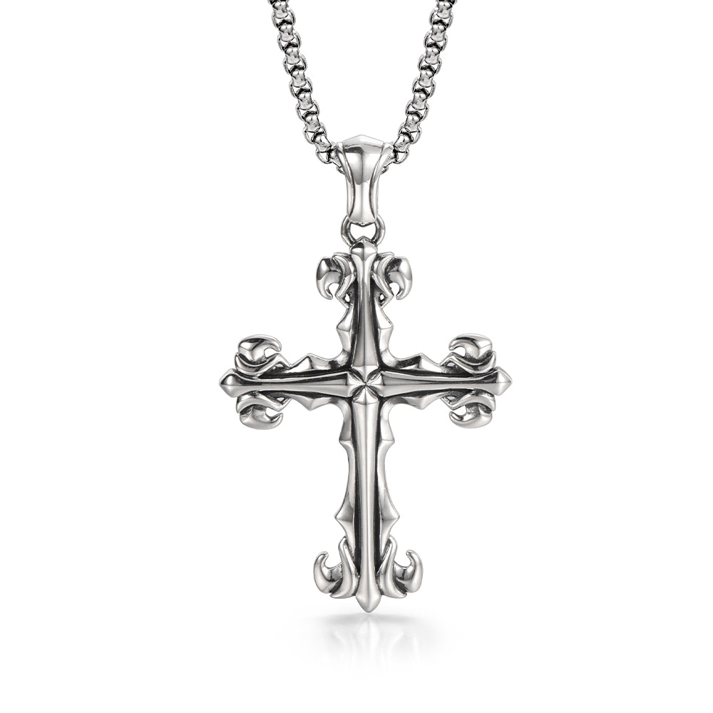 Vintage Lily Cross Pendant