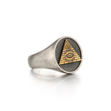 IDEAGEMER Eye Of God Sterling Silver Signet Rings