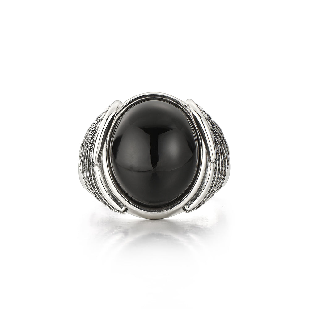 Vintage Wing of Black Onyx Signet Ring