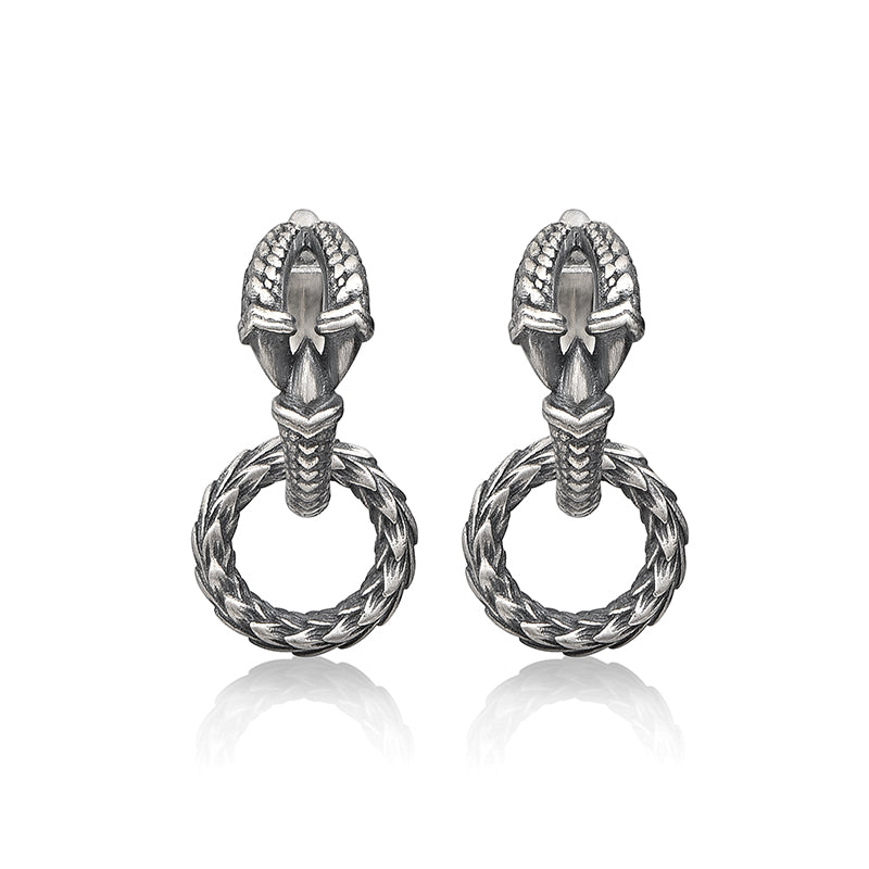 Vintage Dragon Claw & Scale Hoop Earrings