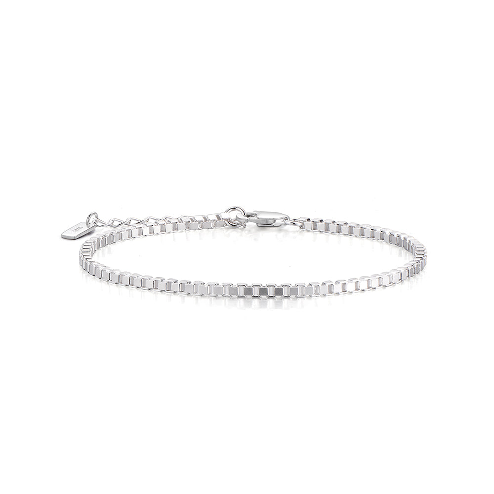 1.5 mm Sterling Silver Box Chain Bracelet