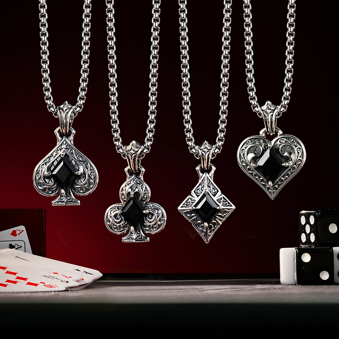 Vintage Black Gem Diamond Suit Pendant