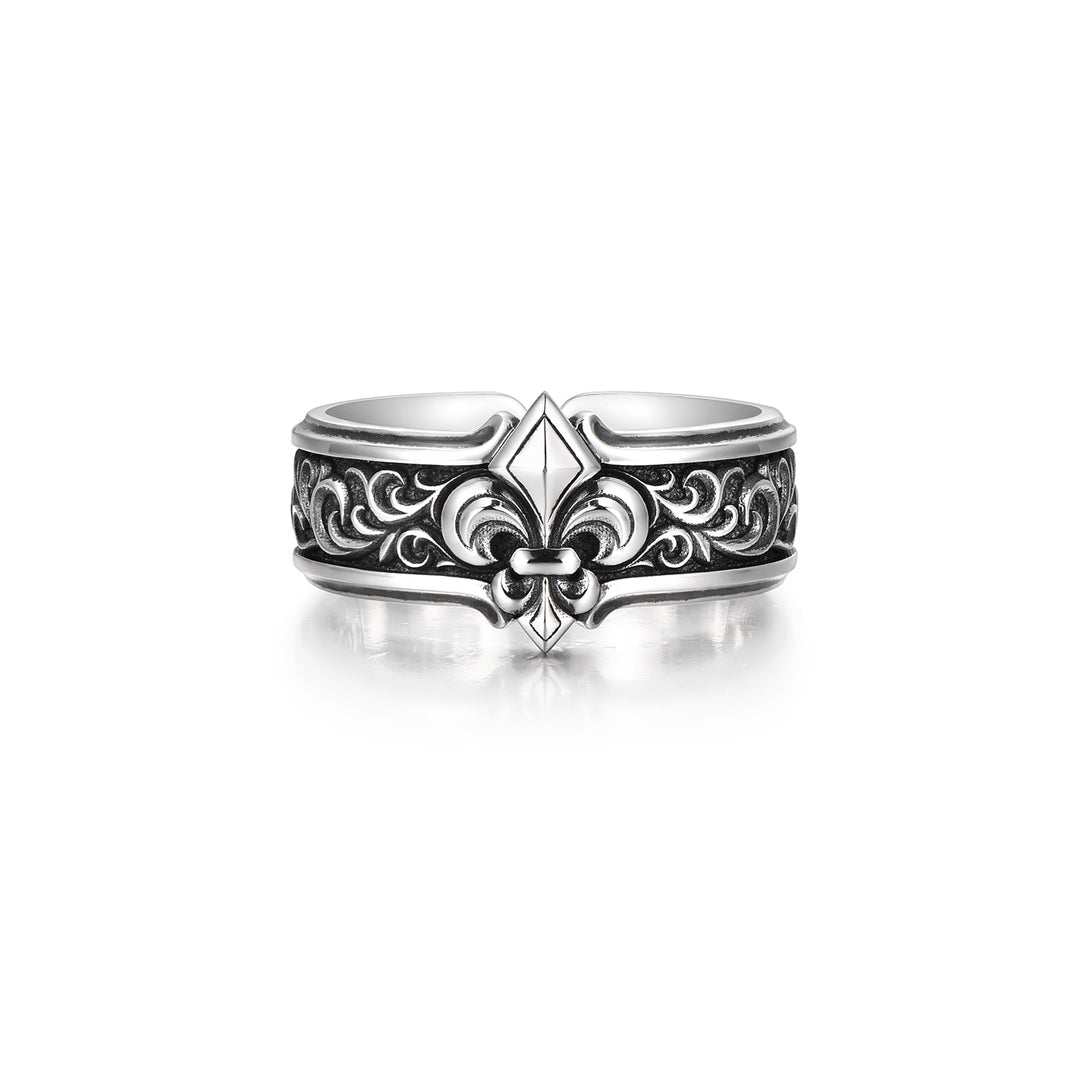 Vintage Fleur De Lis Iris Ring Band