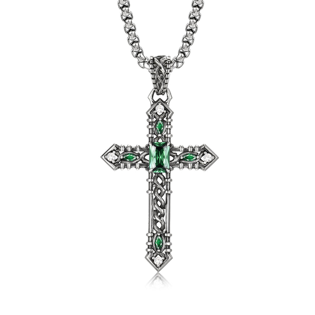 Vintage Verdant Sovereign Briar Cross Pendant