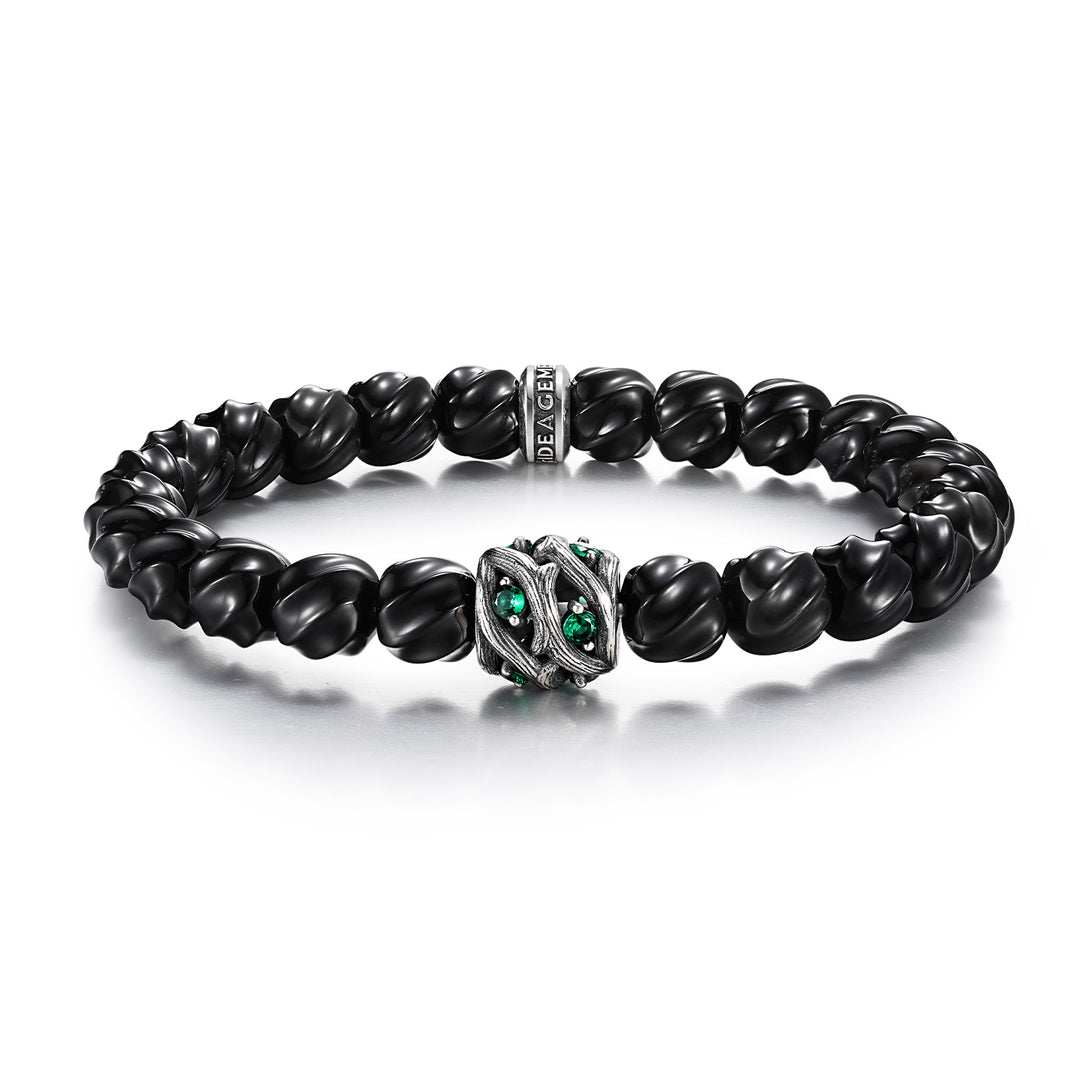 Black Onyx Spiral Thorns Beaded Bracelet