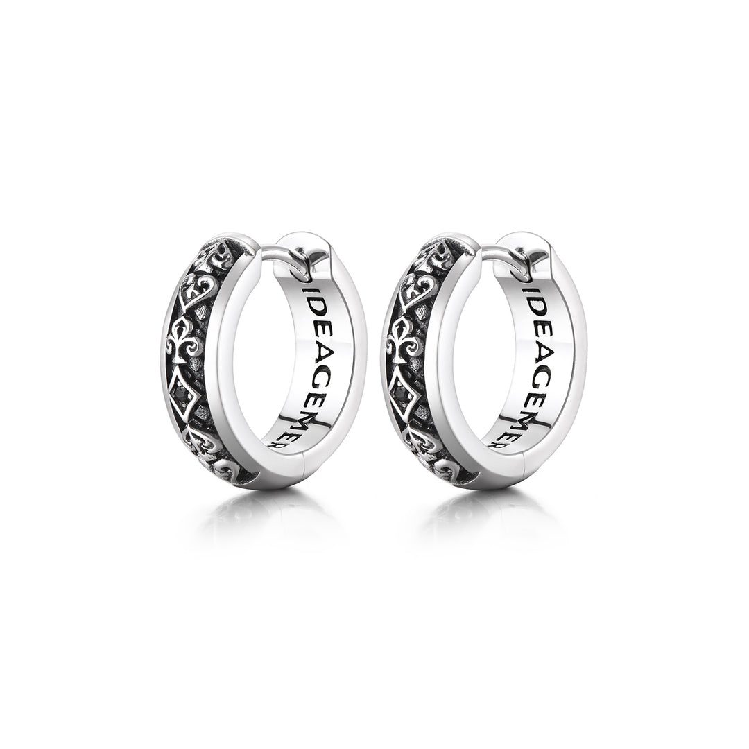 Black Poker Card Hoop Earrings