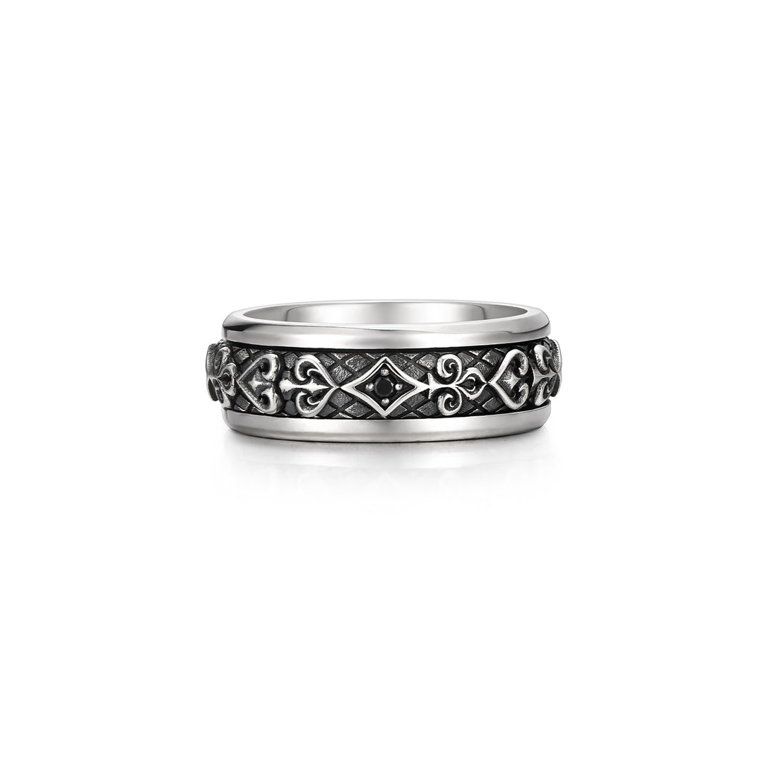 Black Poker Card Spinner Ring Band