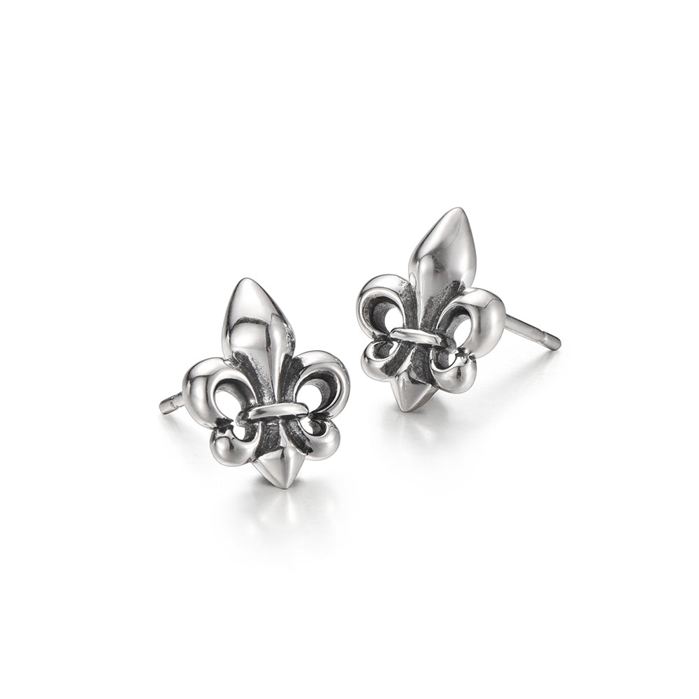 Vintage Fleur De Lis Iris Stud Earrings