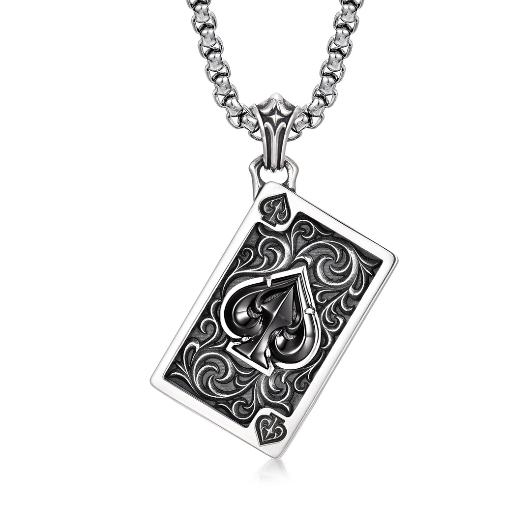 Black Spade Suit Poker Card Pendant