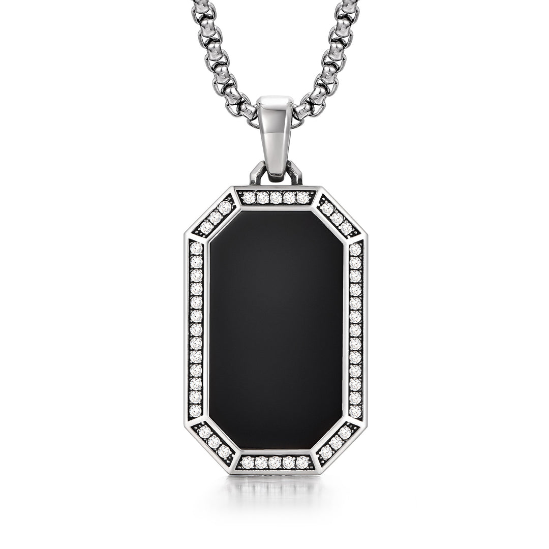 Double Sided Black Armor Tag Pendant