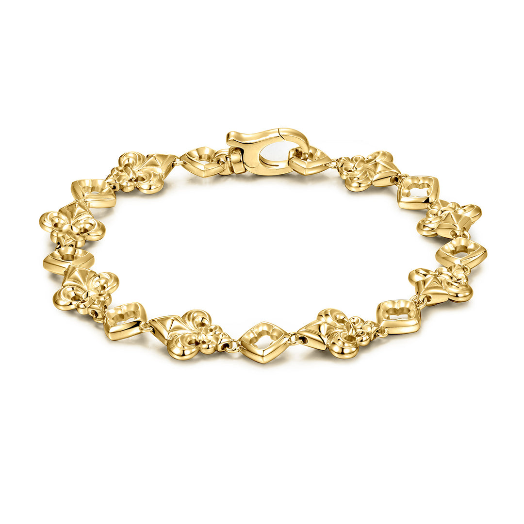 Fleur-De-Lis Iris &amp; Lucky Clover Bracelet