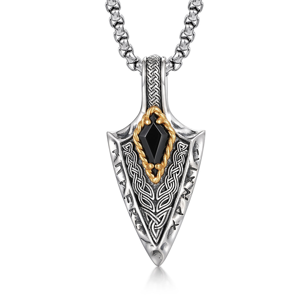 Vintage Runic Guardian Arrowhead Pendant