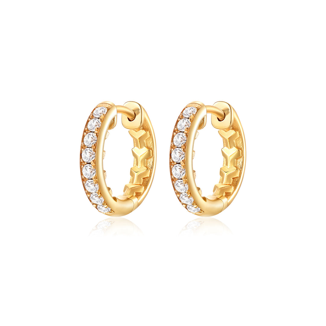 Iced Golden Inner Armor Hoop Earrings