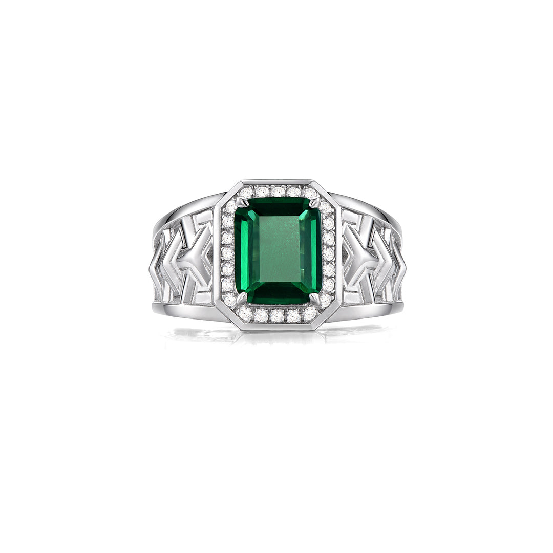 Silver Emerald Armor Ring