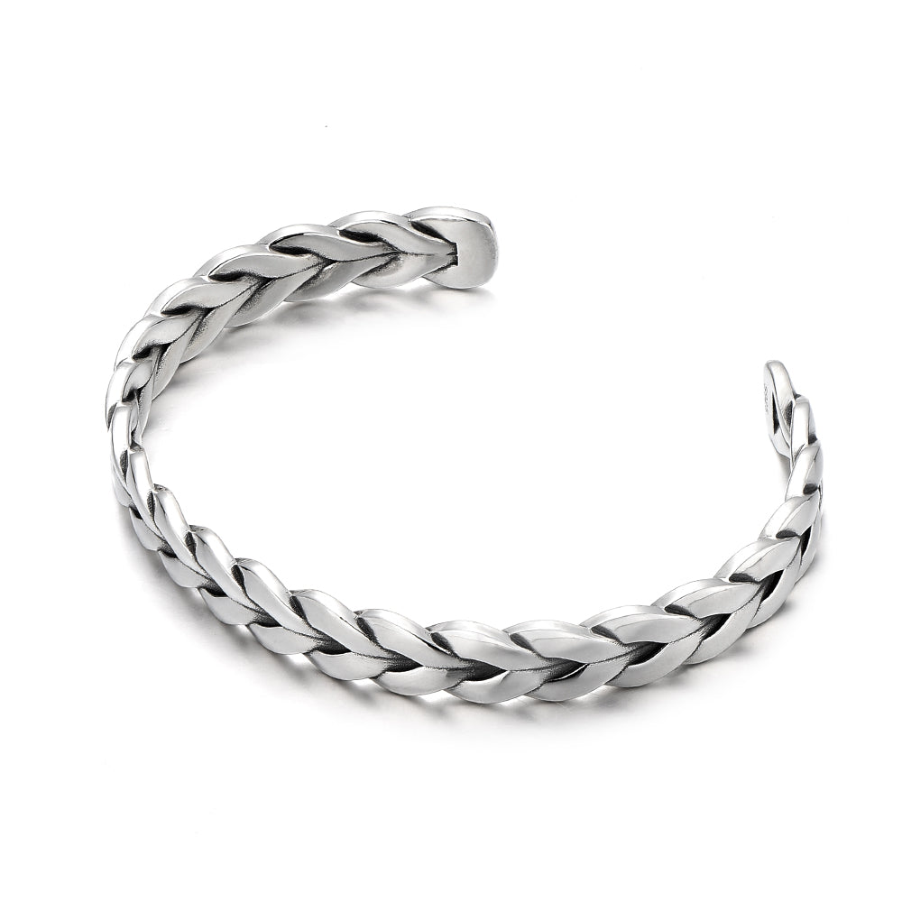Sterling Silver Wheat Ear Bangle Bracelet