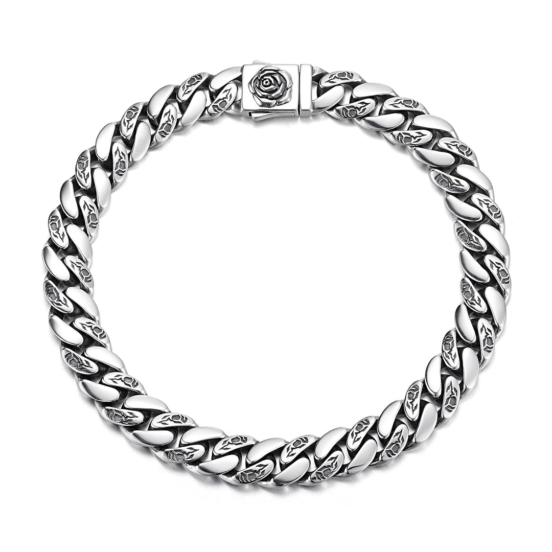 Vintage Iron Rose Cuban Link Bracelet