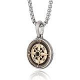 IDEAGEMER Compass Sterling Silver Necklace Hip Hop Pendants