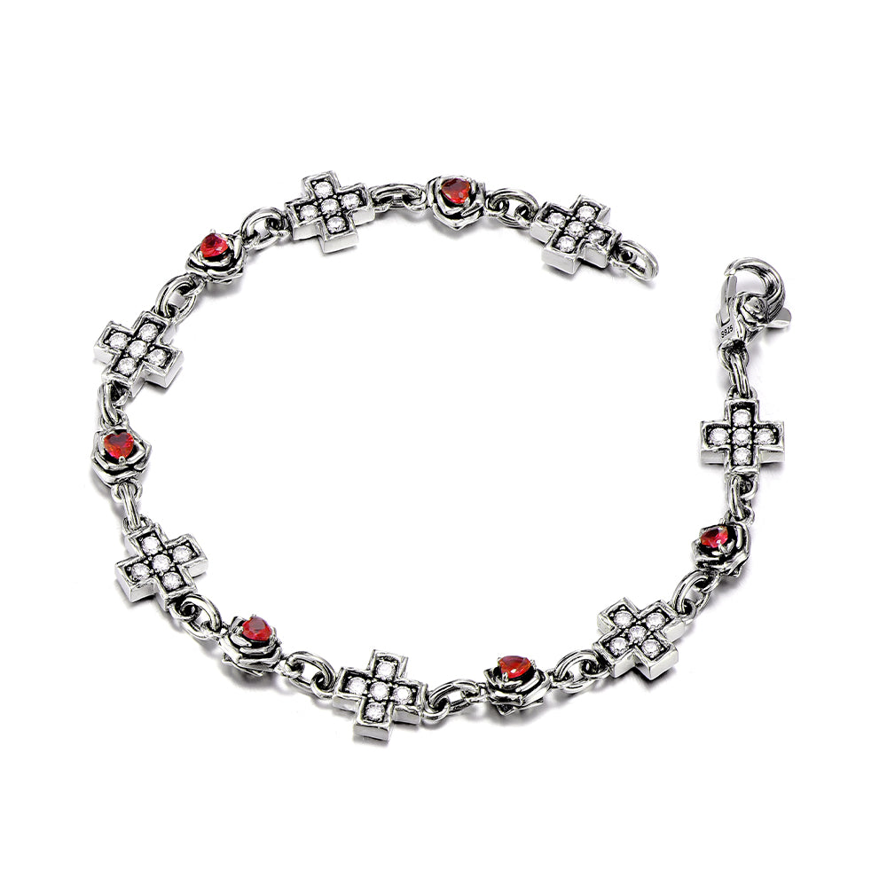 Vintage Greek Cross Roses Bracelet