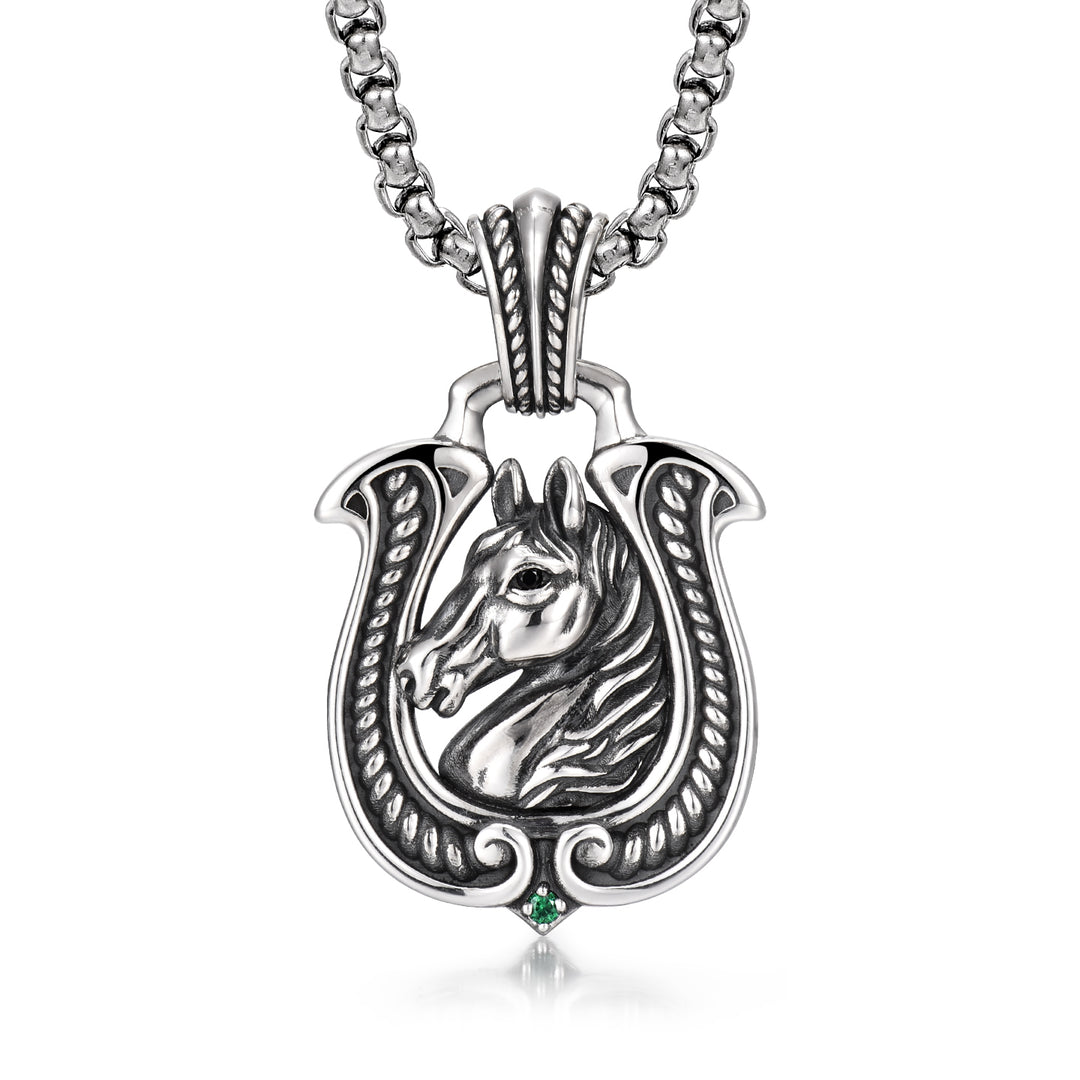 Vintage Horse & Horseshoe Pendant