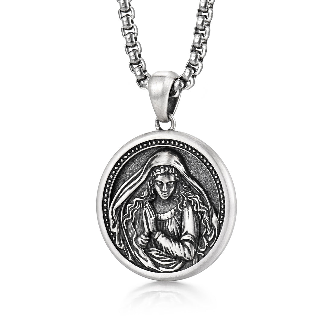 Vintage Saint Mary Pendant Necklace