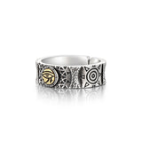 Vintage Eye of Horus & Sun Carved Ring Band