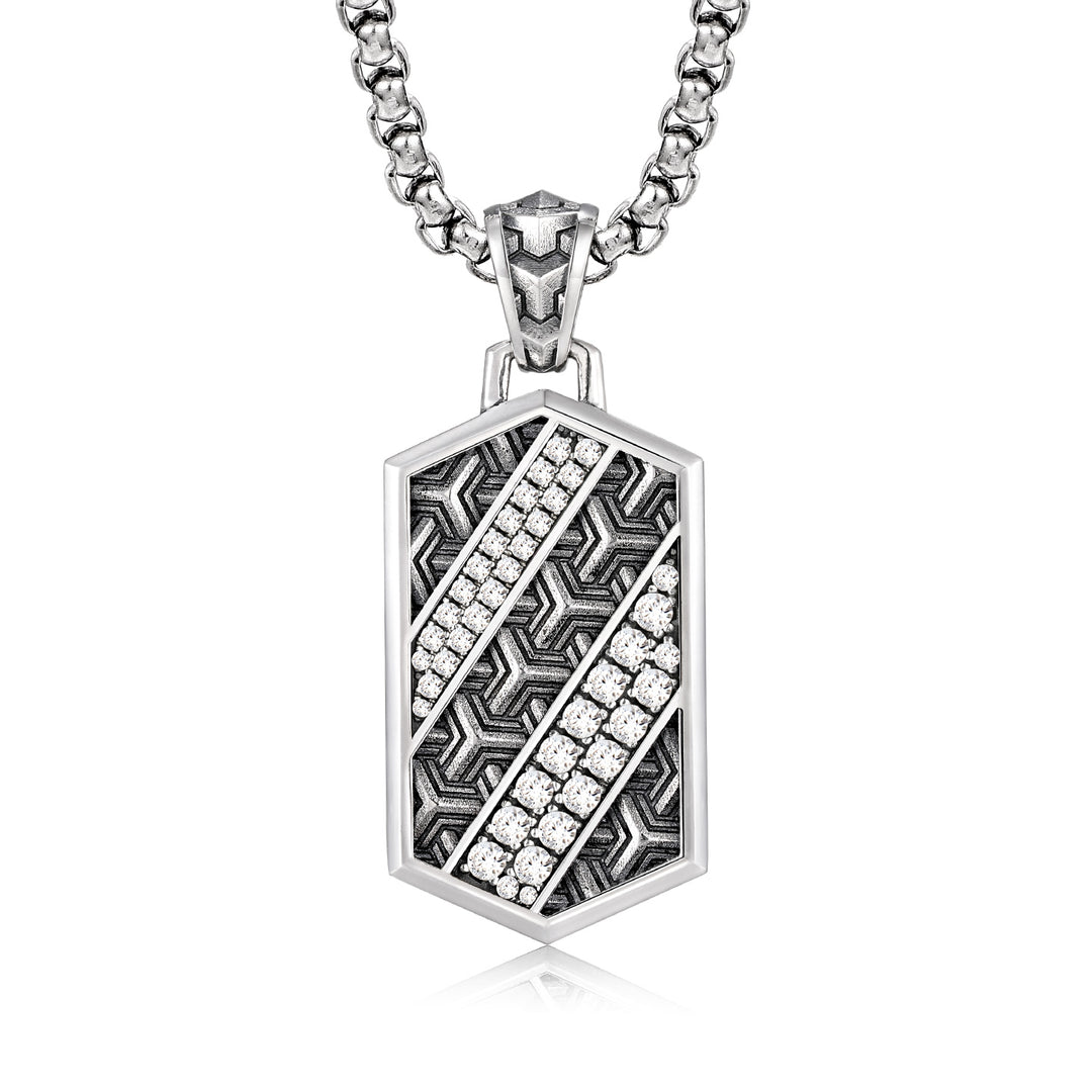 Hexagonal Iced Armor Tag Pendant