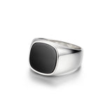 Black Agate Sterling Silver Pinky Rings