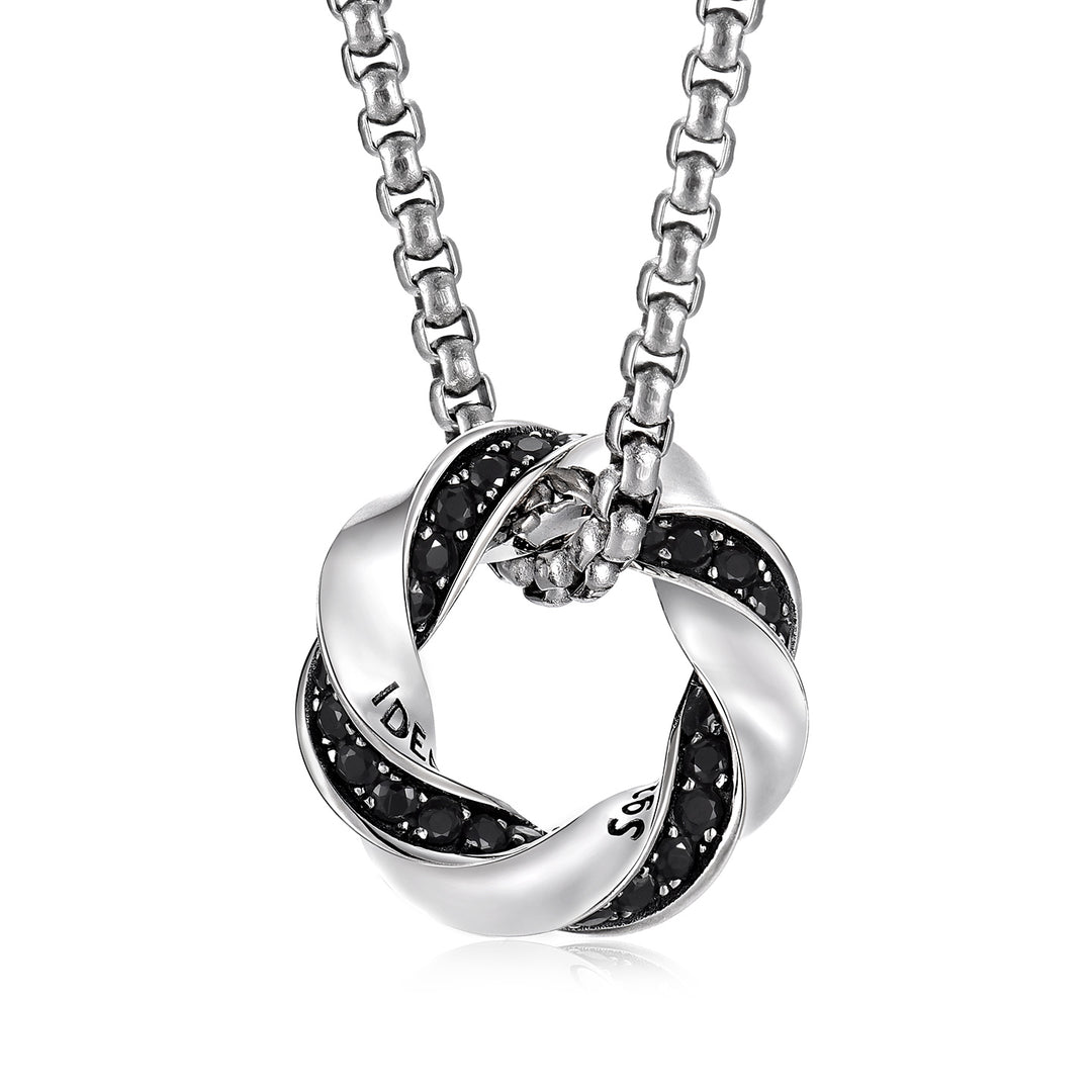 Iced Mobius Hoop Pendant Necklace