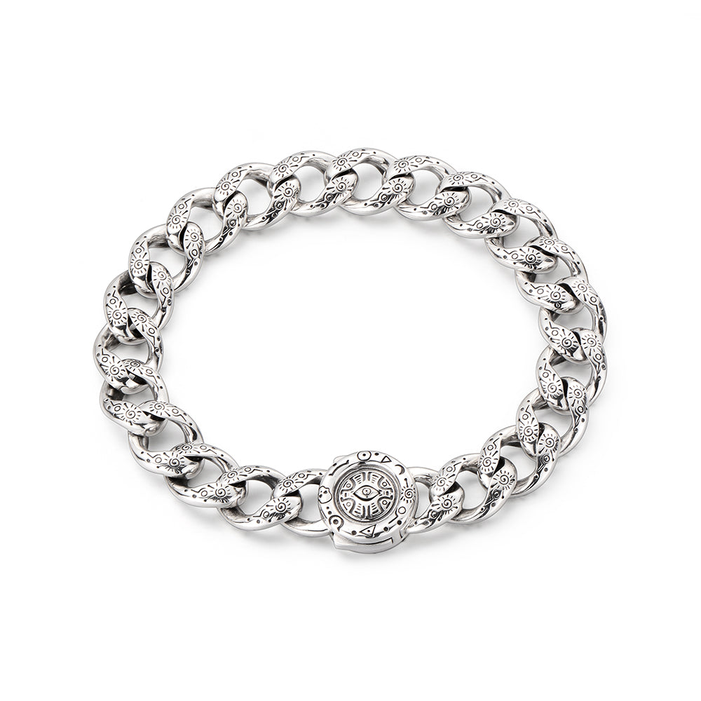 Vintage Totem Pattern Cuban Link Bracelet