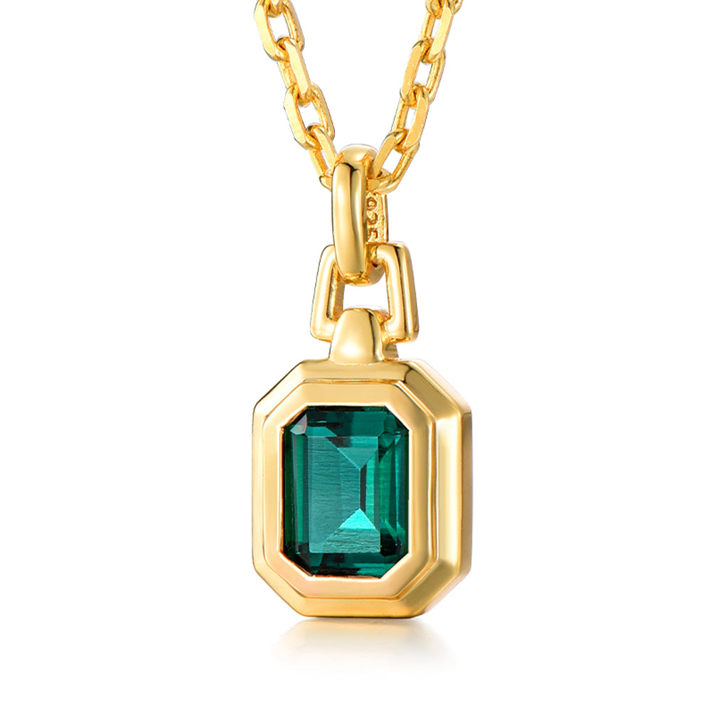 Golden Time Baguette Pendant Necklace