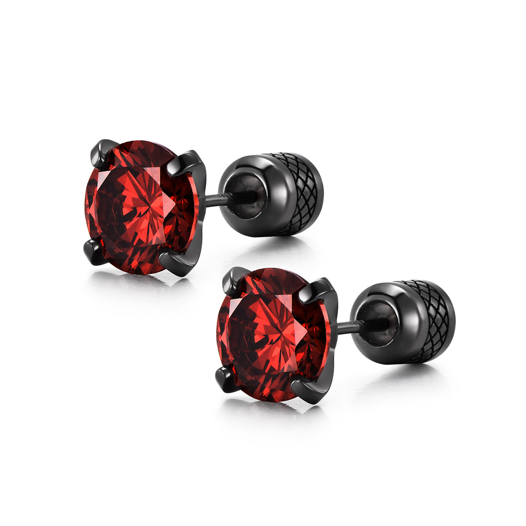 Dark Ruby Stud Earrings
