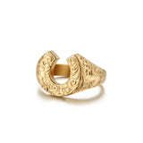 18K Gold Hand Carved Horseshoe Pinky Rings