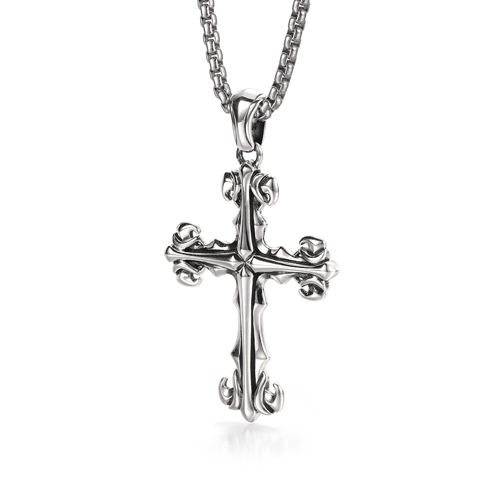 Vintage Lily Cross Pendant
