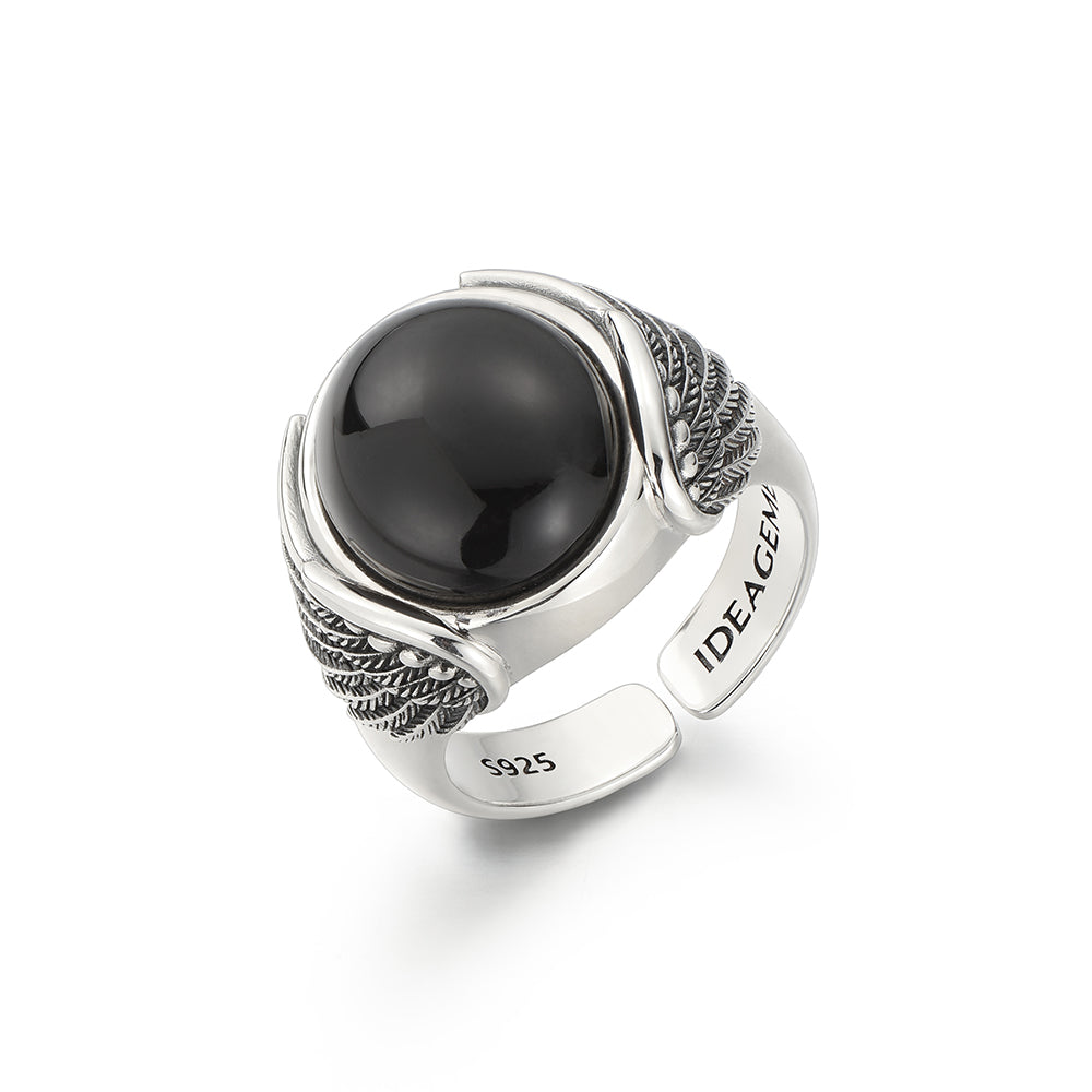 Vintage Wing of Black Onyx Signet Ring