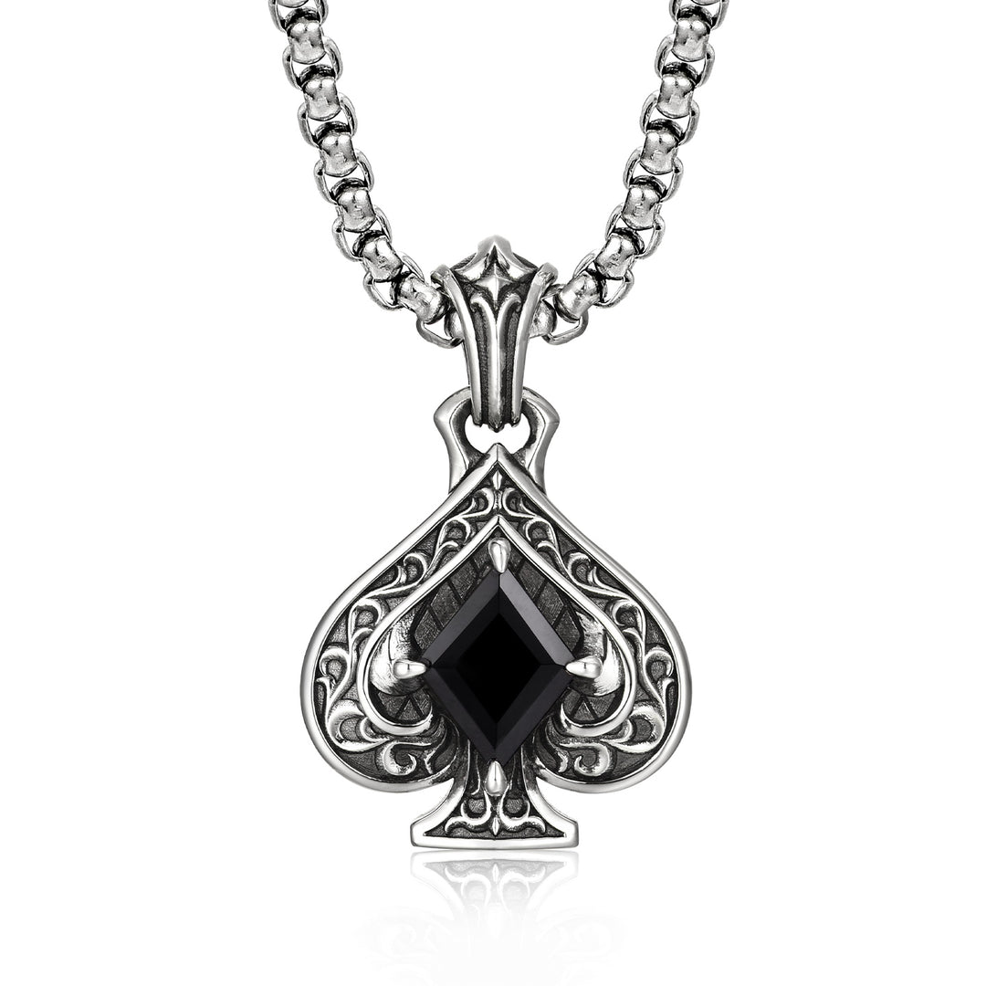 Vintage Black Gem Spade Suit Pendant
