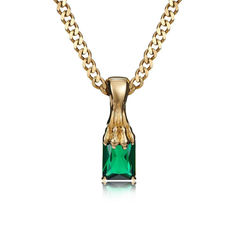 Golden Claw Baguette Pendant Necklace