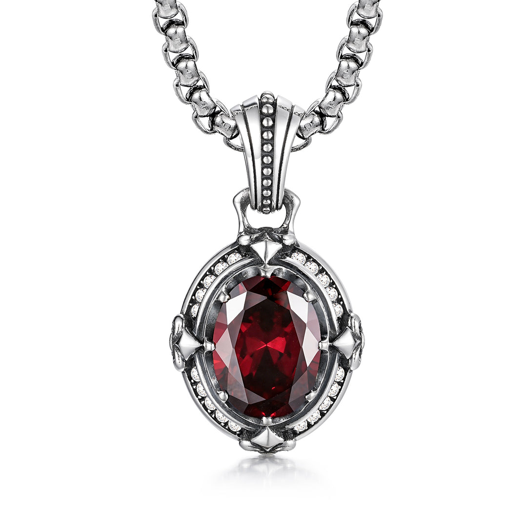 Vintage Ruby Fleur-De-Lis Pendant
