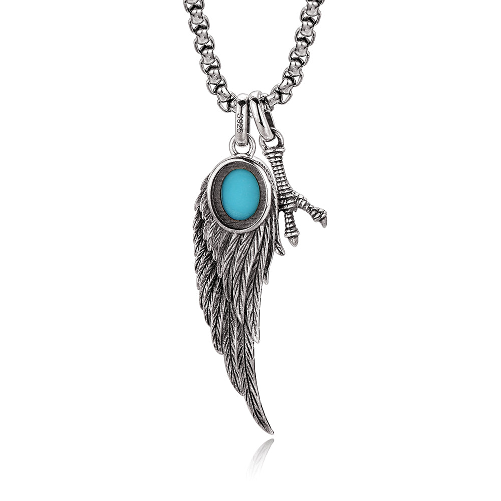 Vintage Wing & Claw Turquoise Pendant