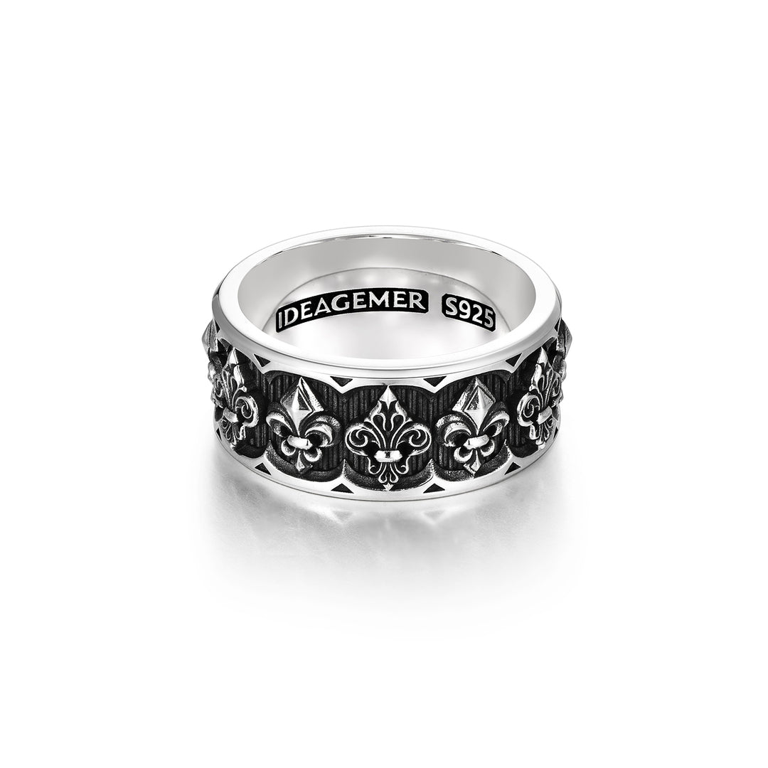 Vintage Rococo Fleur De Lis Ring Band