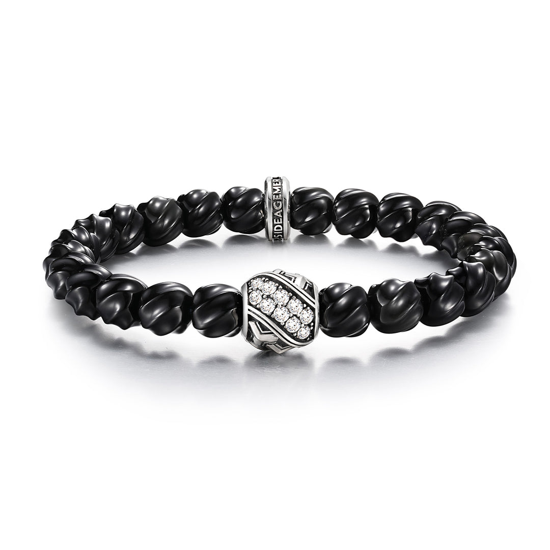 Black Onyx Spiral Armor Beaded Bracelet