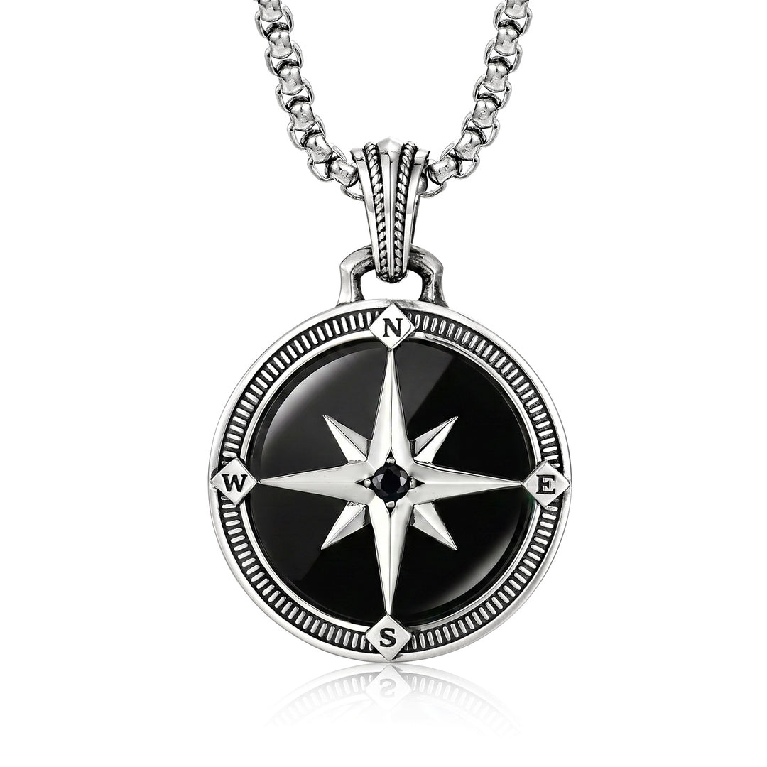 Vintage Black Compass Pendant