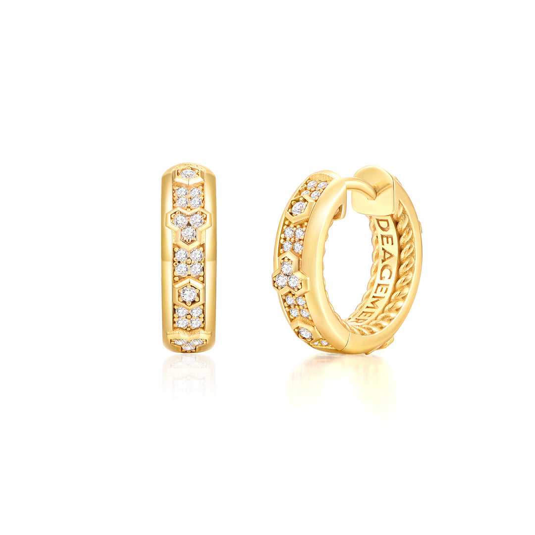 Iced Golden Armor Hoop Earrings