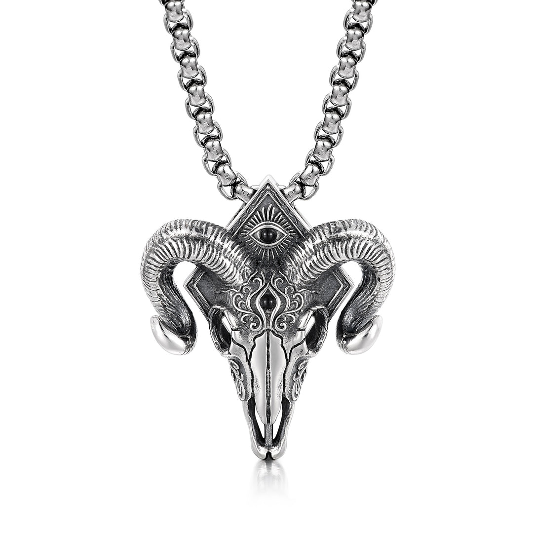 Vintage Sentinel Eye Ram Skull Pendant