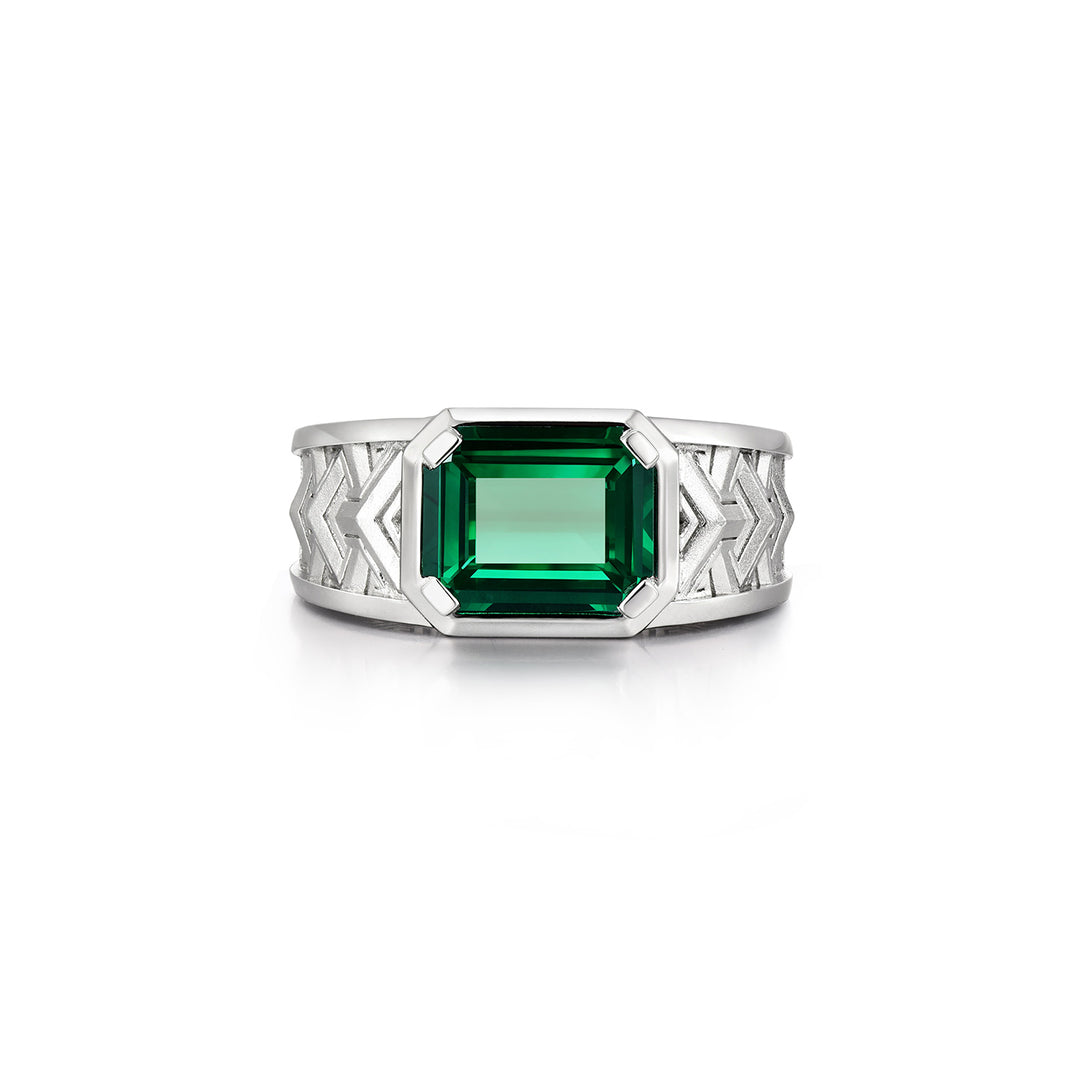 Moiré Emerald Armor Ring